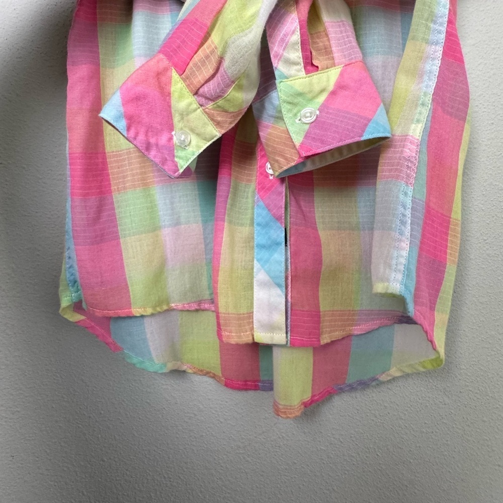 Rails Taylor Gauze‎ Button-Down Shirt in Rainbow Bright Plaid Size Small - Picture 6 of 14